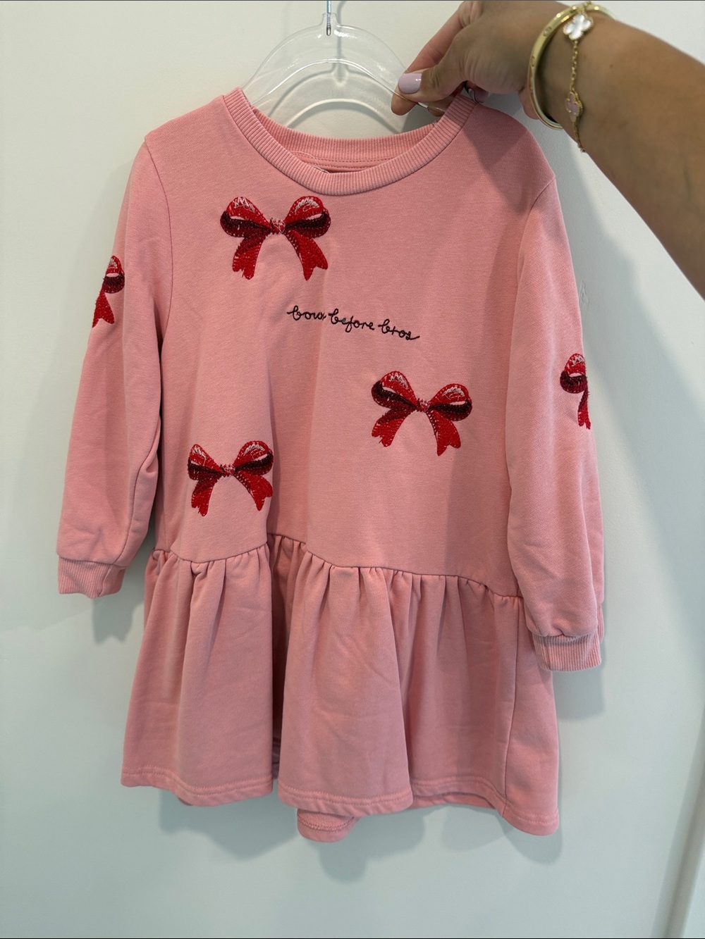 Konges Slojd Pink Bow Appliqué Girls' Dress